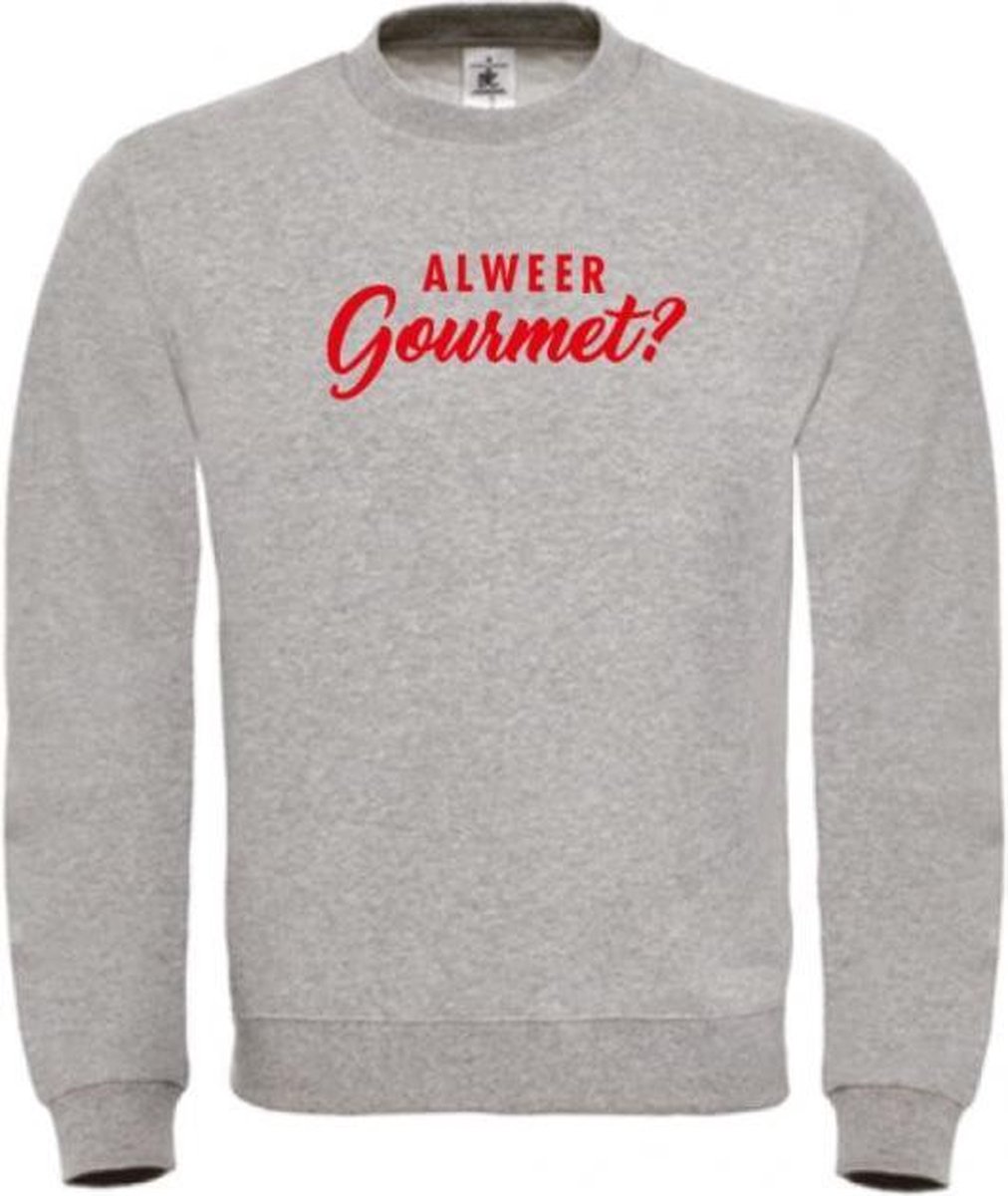 Kerst sweater grijs XXL - Al weer gourmet? - Rood - soBAD. | Kersttrui soBAD. | kerstsweaters volwassenen | kerst hoodie volwassenen | Kerst outfit | Foute kerst truien